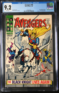 Avengers #48 CGC 9.2 White Pages Dane Whitman becomes the new Black Knight. Magneto and Toad appearance.