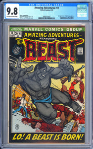 Amazing Adventures #11 CGC 9.8 OW-W Pages 1st appearance of the Beast with fur (Furry Blue Beast X-Men), & Carl Maddicks.