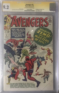 Avengers #6 CGC 9.2 SS Signed Stan Lee 1st Appearance of Baron Zemo & Masters of Evil