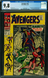 Avengers #47 CGC 9.8 White Pages 1st appearance of Dane Whitman (becomes the new Black Knight in the next issue). Magneto and Toad appearance.
