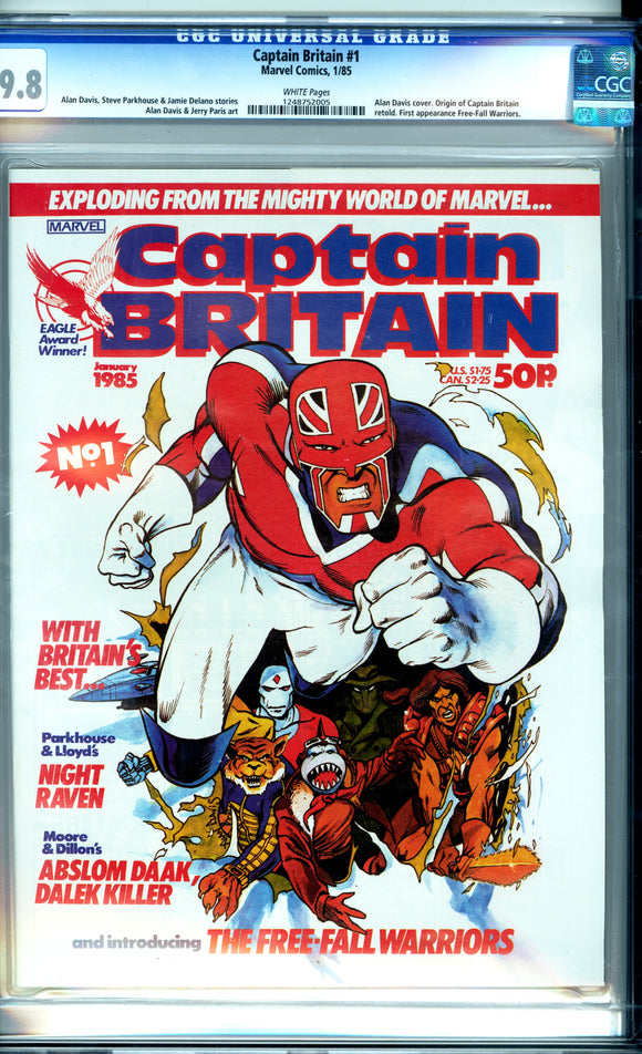 Captain Britain #1 CGC 9.8 1985 First appearance Free-Fall Warriors, Origin of Captain Britain