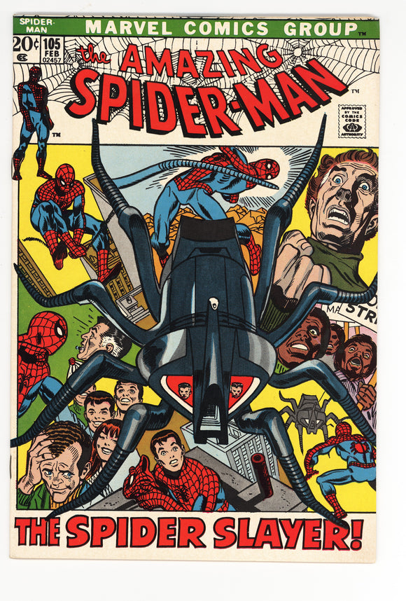 Amazing Spider-Man #105 1972 Professor Spencer Smythe and, Spider-Slayer appearance.