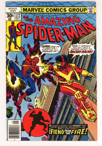 Amazing Spider-Man #172 1977 1st appearance of the Rocket Racer, (Robert Farrell)., Molten Man appearance.