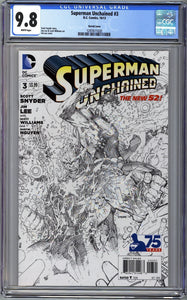 Superman Unchained #3 Sketch Cover CGC 9.8 White Pages