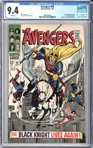 Avengers #48 CGC 9.4 White Pages Dane Whitman becomes the new Black Knight. Magneto and Toad appearance.