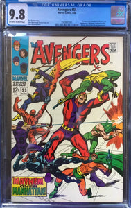 Avengers #55 CGC 9.8 OW/W Pages Crimson Cowl revealed as Ultron-5 (1st appearance). Whirlwind, Radioactive Man, Melter, Klaw & Black Knight appearance.