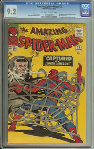 Amazing Spider-Man #25 CGC 9.2 OW/W 1st cameo appearance of Mary Jane Watson. 1st app. of Professor Spencer Smythe and the Spider-Slayer.